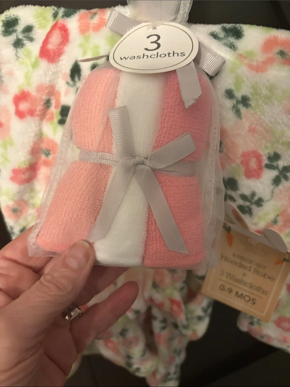 Floral Hooded Robe for Babies - Pink/Green